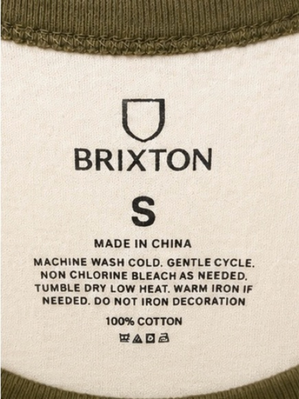 Brixton Varsity Cat Crop Ringer Tee Dove Olive Green Graphic T-Shirt Size Small - Picture 2 of 5